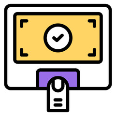 Sticker - A colored design icon of virtual money

