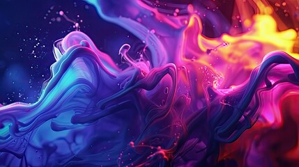 Wall Mural - Liquid paint mixing in mesmerizing swirls