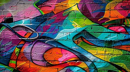 An abstract graffiti wall with a color-shifting chameleon effect