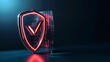 © Nurlan - 3D rendering illustration of a glowing red check mark inside a transparent blue shield.