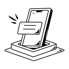 Poster - Premium doodle icon of phone display 