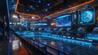 © Lcs - A futuristic sports arena with advanced technology, holographic displays, and automated systems
