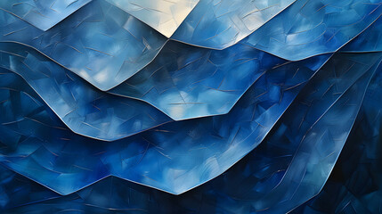 Poster - abstract geometric shapes triangles in blue color