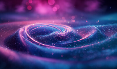 Wall Mural - Beautiful colorful dynamic particles flowing in form of spiral banner