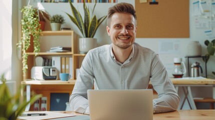 Wall Mural - The businessman at the desk