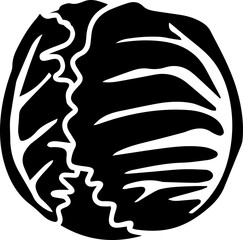 Wall Mural - hand drawn black cabbage flat creative icon. vegetable pictogram, food graphic object. for web desig