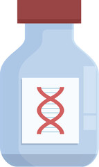 Poster - Flat design illustration of a bottle with a dna helix symbol representing biotechnology and genetic research