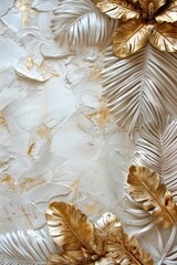 Wall Mural - a luxury stylish abstract textured golden flowers patterns wall art