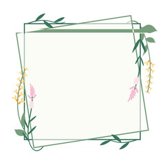 Wall Mural - Png floral frame decorated with wildflower border