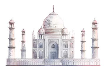 Wall Mural - Taj Mahal png watercolor sticker, architecture illustration, transparent background