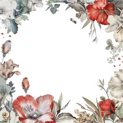Wall Mural - christmas frame with watercolor white and red flowers
