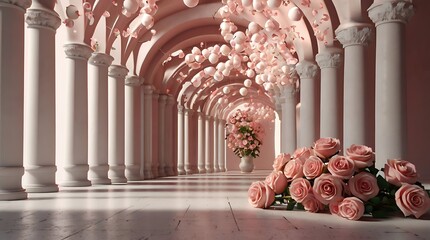 Wall Mural -  pink and white image with a marble floor.