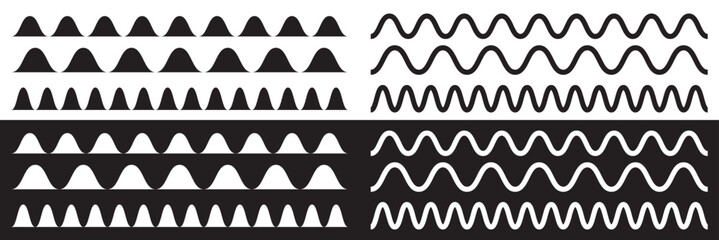 Poster - Set of seamless borders zigzag. Graphic design elements.  isolated on white and black background. Vector illustration . EPS 10 