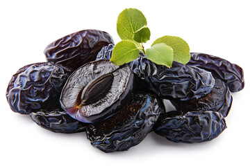 Wall Mural - a pile of dried plums with a leaf on top