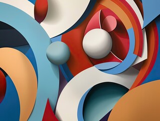 Canvas Print - Round geometric shapes forming dynamic composition