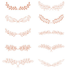 Wall Mural - png wreath watercolor floral ornament rose gold vintage style set