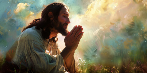 Wall Mural - Jesus pray