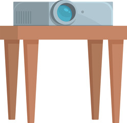 Poster - digital illustration of a contemporary projector on a simple wooden table