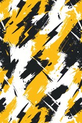 Canvas Print - Vibrant Soccer Jersey Design Pattern with Lightning Bolts in Shades of Yellow, Black, and White for Sublimation Printing