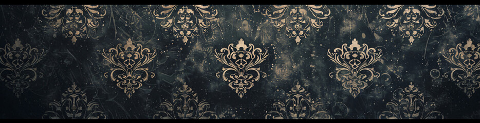 Dark grey damask pattern background with copy space