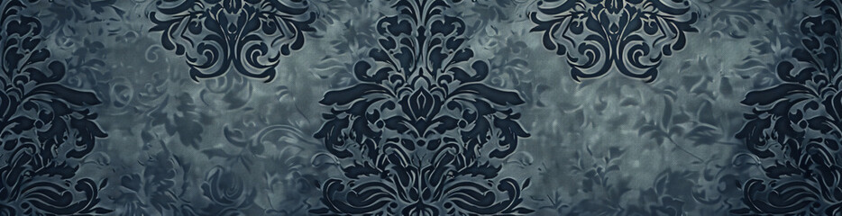 Wall Mural - Dark grey damask pattern background with copy space