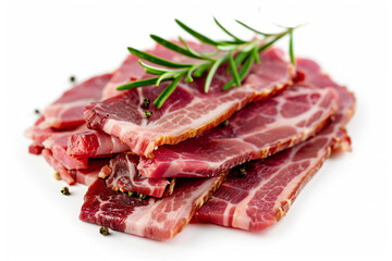 Wall Mural - a pile of bacon with a sprig of rosemary