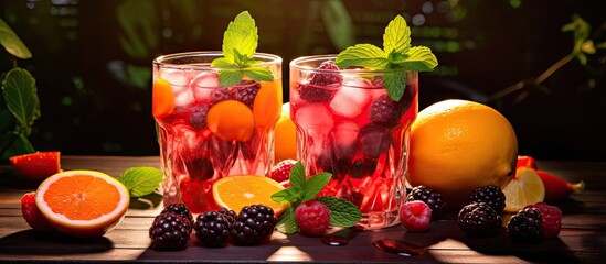 Aufkleber - summer fruit fresh cocktail. Creative banner. Copyspace image