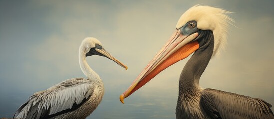 Poster - The invisible friend of a big pelican bird. Creative banner. Copyspace image