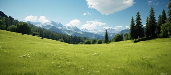 Wall Mural - Broad and beautiful grassland. Creative banner. Copyspace image