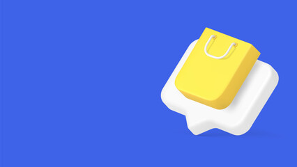 Poster - Shopping bag quick tips buying goods internet reminder purchase order marketplace 3d icon vector