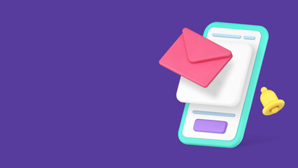 Poster - Electronic mail incoming message inbox mailbox sound alert smartphone application 3d icon vector