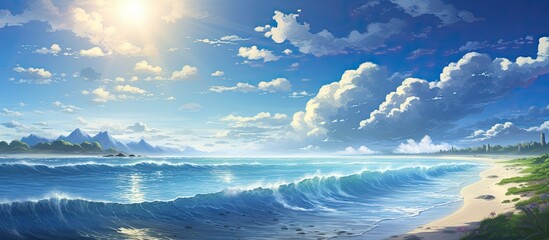 Sticker - That the sea is one of the most beautiful and magnificent sights in Nature all admit. Creative banner. Copyspace image