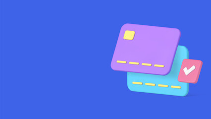 Poster - Online banking e money transfer between credit debit card success transaction 3d icon vector