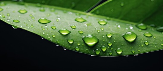 Aufkleber - Water drops on fresh leaf. Creative banner. Copyspace image