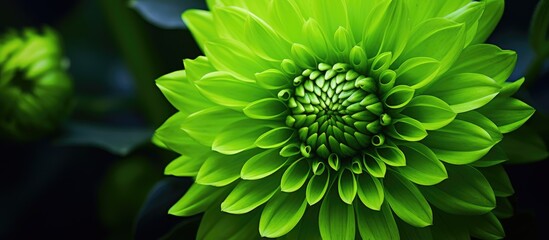 Poster - Flower of powerfull colour green. Creative banner. Copyspace image