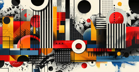 Wall Mural - A colorful abstract painting with many different shapes and colors by AI generated image