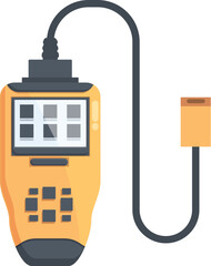 Poster - Professional vector illustration of a yellow digital multimeter electronic tool for diagnostic measurement in electrical engineering. With flat design and high accuracy display