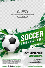 Wall Mural - soccer or football tournament poster template with ball