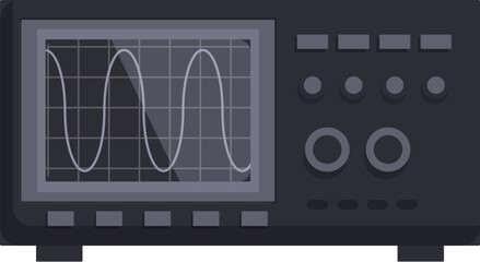 Wall Mural - Detailed digital oscilloscope vector illustration for scientific laboratory electrical engineering equipment analysis waveform flat design screen display monitoring