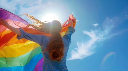 the person with rainbow flag