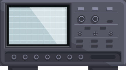 Poster - Detailed vintage oscilloscope vector illustration with complex waveform display for scientific and educational use. Classic analog technology equipment for electrical engineering and physics research