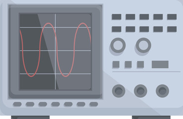Wall Mural - Detailed modern oscilloscope vector illustration with waveform and signal measurement for electronic engineering and scientific research in a laboratory setting. Featuring digital screen technology