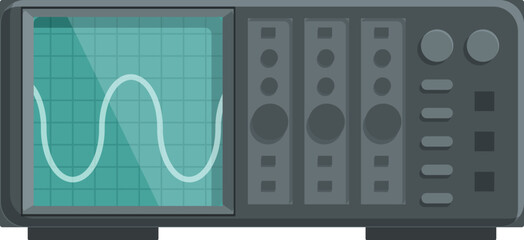 Wall Mural - Flat design of a classic oscilloscope, a tool for signal voltage visualization