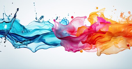 Wall Mural - colorful watercolor ink mixed liquid splashing in water banner background,