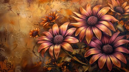 Wall Mural - Blooming Zion Copper African Daisies Flowers