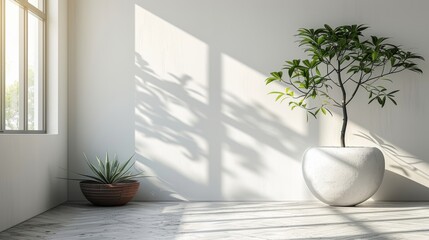 Wall Mural - Living room, day light from window, copy space for zoom background, minimalistic, luxury, modern. AI generative illustration