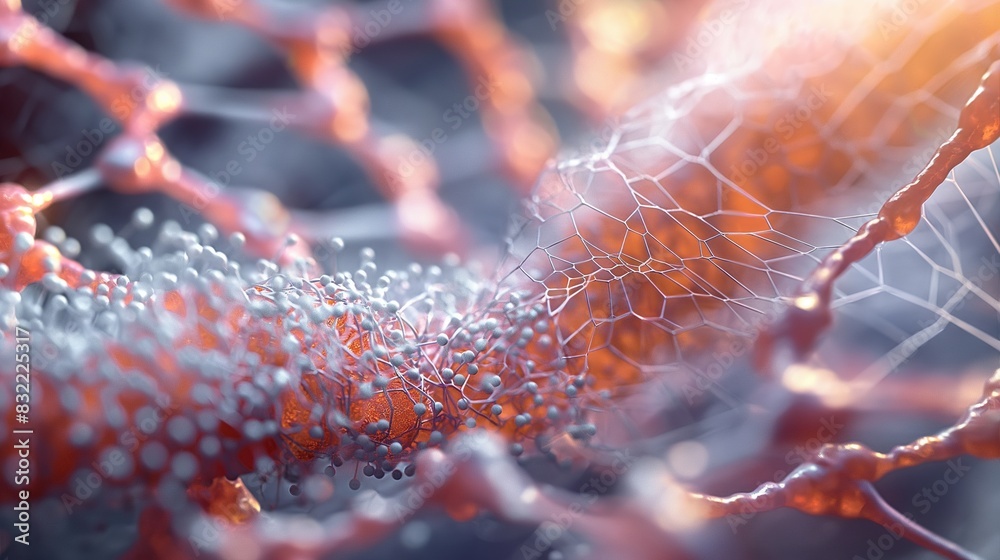 A detailed view of a nanofiber scaffold in tissue engineering ...