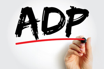 Poster - ADP - Automated Data Processing is a software to handle the organization, structure, and movement of your data, text concept for presentations and reports