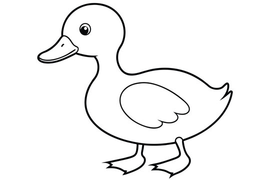 Baby duck line art vector illustration