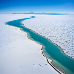 Uyuni Salt Marsh in Bolivia from an aerial perspective, a famous tourist attraction